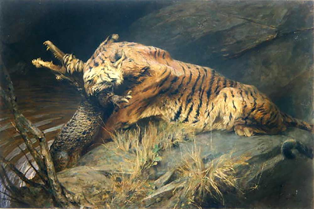 Tiger and Crocodile od Arthur Wardle
