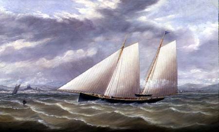 A Cutter in a Strong Wind Flying a Burgee of the Royal Thames Yacht Club od Arthur Wellington Fowles