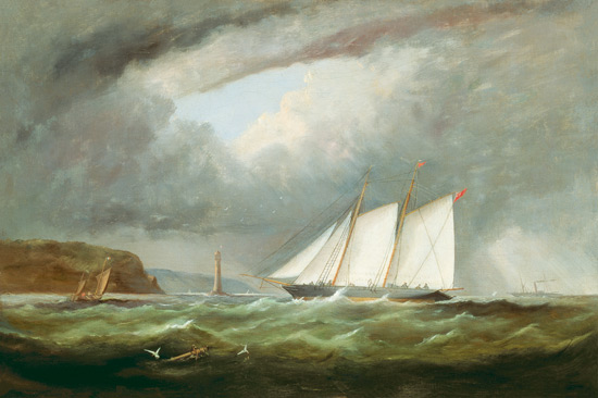Schooner Yacht 'Esmeralda' in Alderney Roads off Cap le Hague od Arthur Wellington Fowles