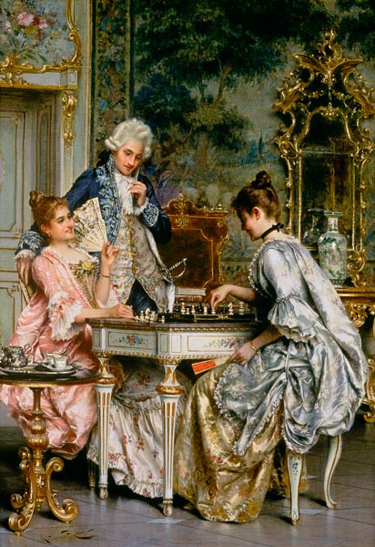 At the chess in the Rococo period. od Arturo Ricci