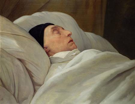 Marie Joseph (1757-1834) Marquise de La Fayette, on his Deathbed od Ary Scheffer