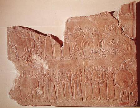 Fragment of a relief depicting a procession of war prisoners, from the Palace of Assurbanipal in Nin od Assyrian