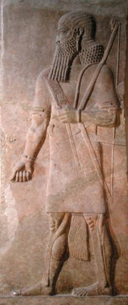 Relief of an Assyrian warrior, from the Palace of Sargon II at Khorsabad, Iraq od Assyrian