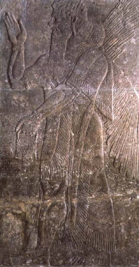 Relief depicting a Winged Genie, from the Palace at Nimrud Kalah) od Assyrian