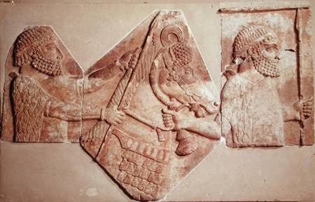 Fragment of a relief depicting Median tributaries od Assyrian School
