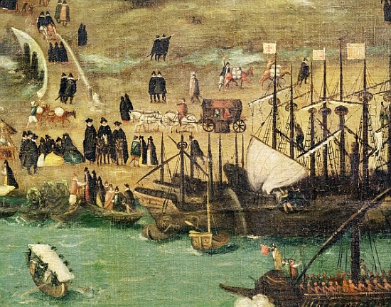 The Port of Seville, c.1590 (detail) od (attr. to) Alonso Sanchez Coello