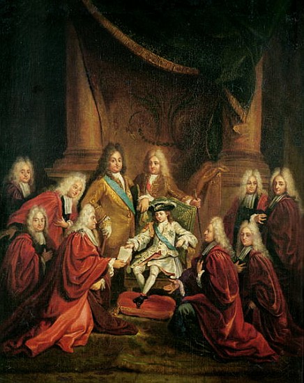 Louis XV (1710-74) Granting Patents of Nobility to the Municipal Body of Paris od (attr. to) the Younger Boulogne Louis de