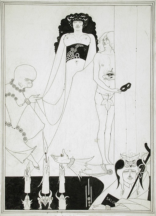 Enter Herodias. Illustration for Salome by Oscar Wilde od Aubrey Vincent Beardsley