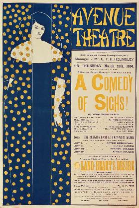 Poster advertising 'A Comedy of Sighs', a play by John Todhunter