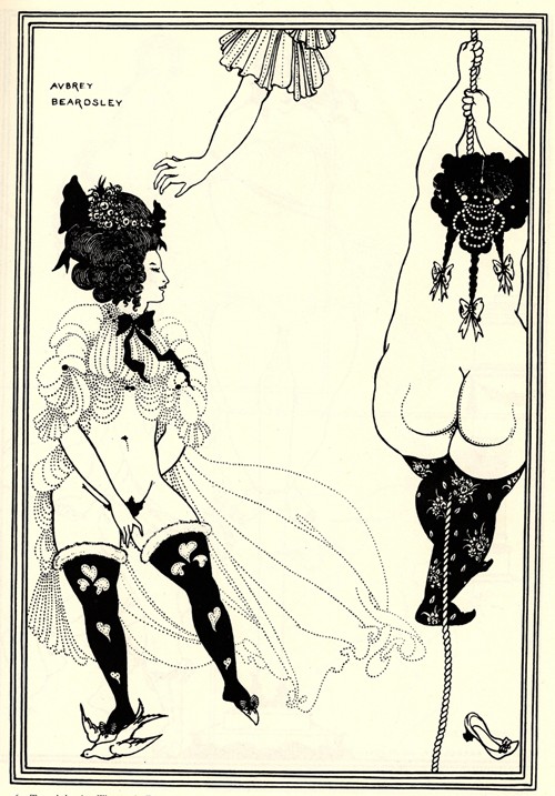 Two Athenian women in distress. Illustration for The Lysistrata of Aristophanes od Aubrey Vincent Beardsley