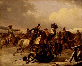 Cossacks attack a French unity. od August Joseph Desarnod d.Ä.