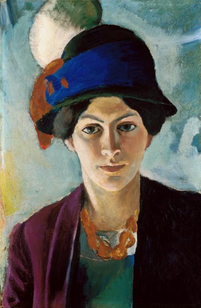 Frau des Künstlers mit Hut. 1909 od August Macke
