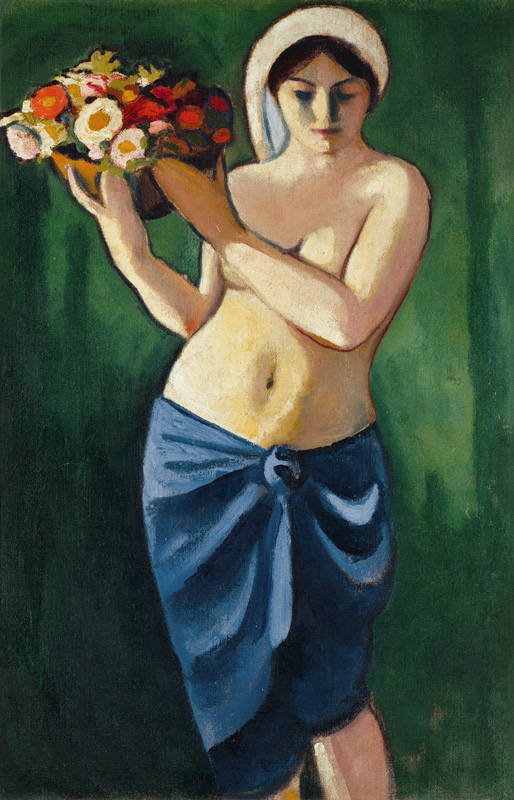 Woman, a flower bowl carrying. od August Macke