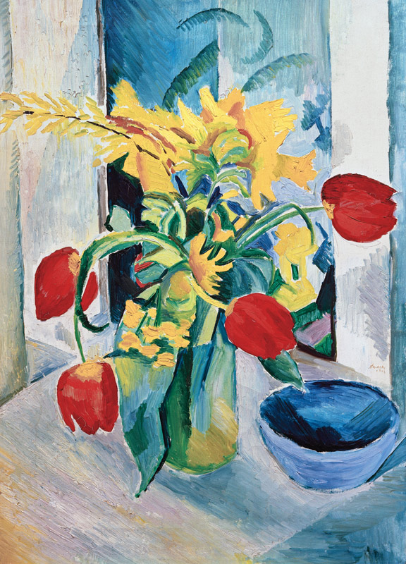 Quiet life with tulips od August Macke