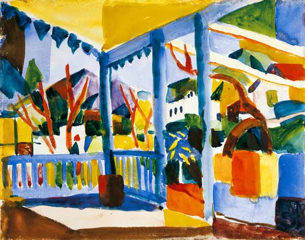 Terrace of the country house in St. Germain od August Macke