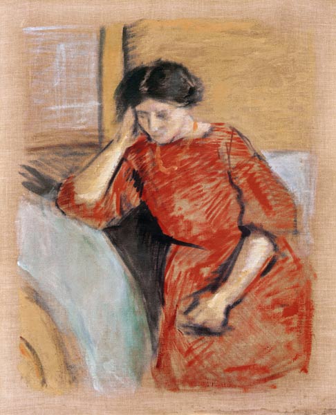 Elisabeth in a red dress od August Macke