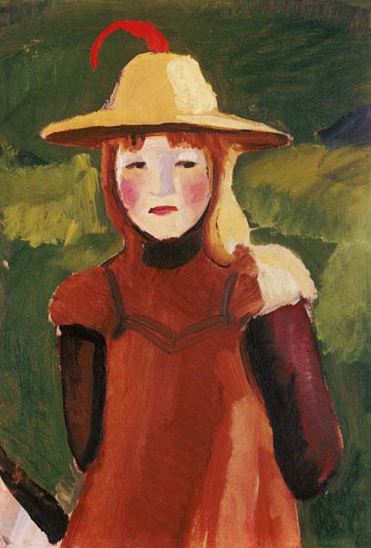 Farmer girl with straw hat.
