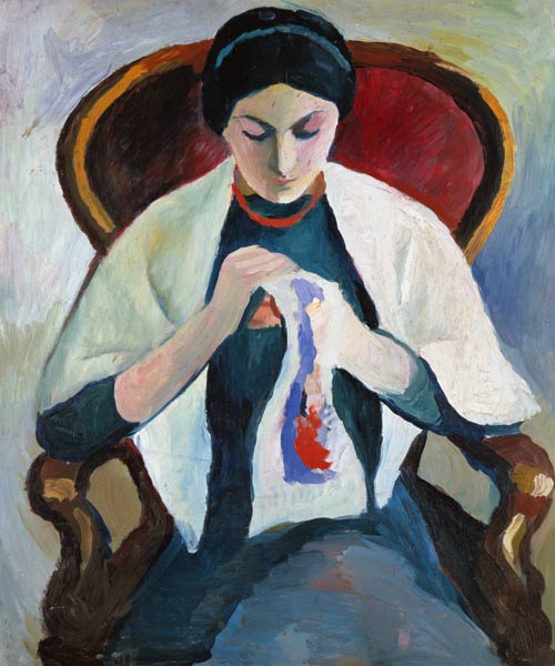 Woman Sewing od August Macke