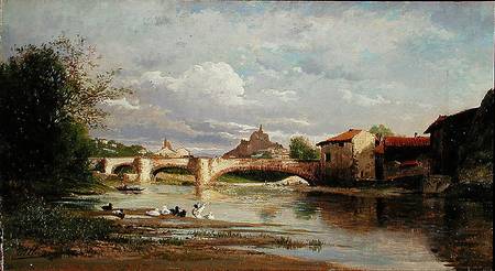 Bridge with ducks od Auguste Allonge