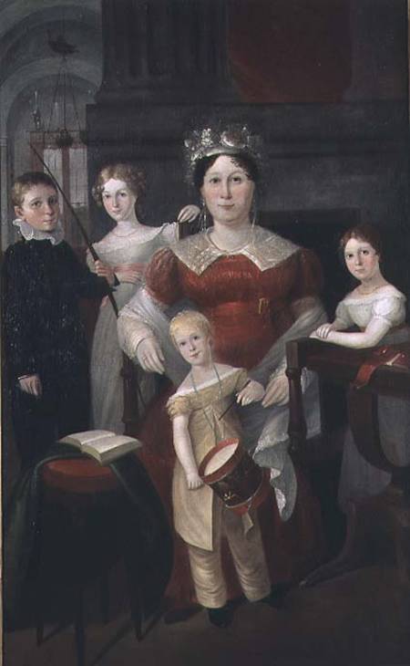 Portrait of Mrs John Piper and family od Augustus Earle