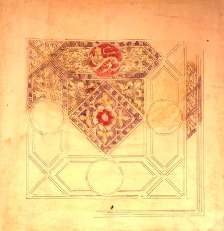 Ceiling design for the Palace of Westminster (pen & ink and w/c on paper) od Augustus Welby Northmore Pugin