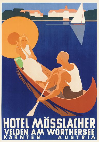 Poster advertising Hotel Mosslacher in Austria od Austrian School, (20th century)
