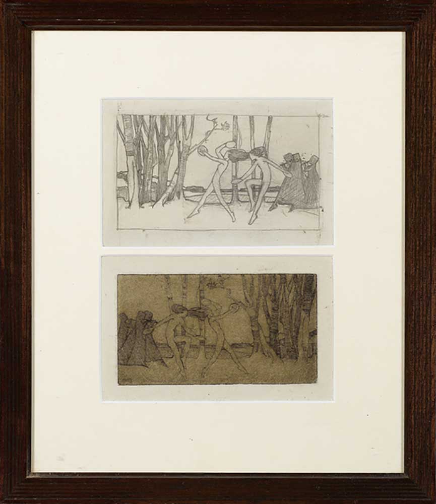 Dancers, c.1915 (pencil on paper, with etching) od Averil Mary Burleigh