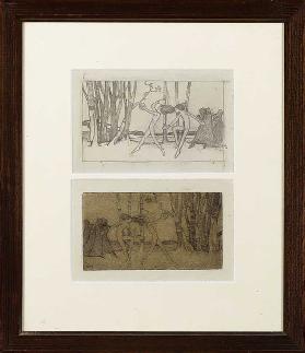 Dancers, c.1915 (pencil on paper, with etching)