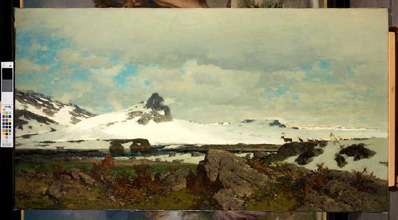 Nordische Landschaft mit Rentieren od Axel Nordgren