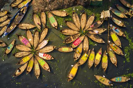 Traditional wooden boats and life