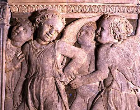 Detail from post-restoration panel No.VI from the exterior pulpit of Prato Cathedral od B. di B. di