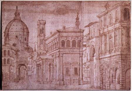 Architectural Capriccio (pen & ink on paper) od Baldassare Lanci