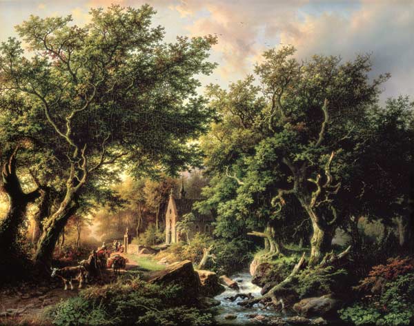 A Wooded landscape with a chapel od Barend Cornelisz. Koekkoek