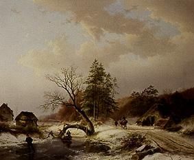 Winter landscape with brushwood collectors od Barend Cornelisz. Koekkoek