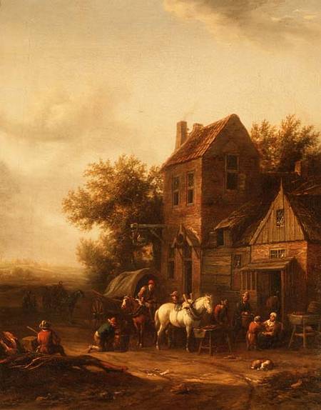 Two Horsemen at a Blacksmith's Forge od Barend Gael or Gaal