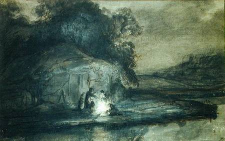 Nocturnal landscape with a river and shepherds od Barent Fabritius