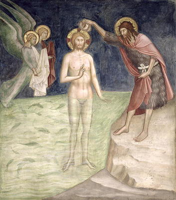Baptism of Christ, from a series of Scenes of the New Testament (fresco) od Barna  da Siena