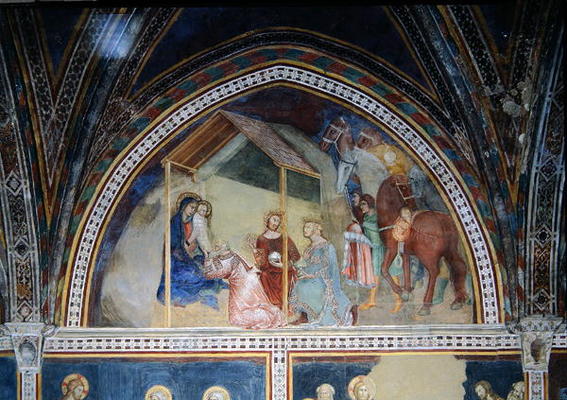 The Adoration of the Magi, from a series of Scenes of the New Testament (fresco) od Barna  da Siena