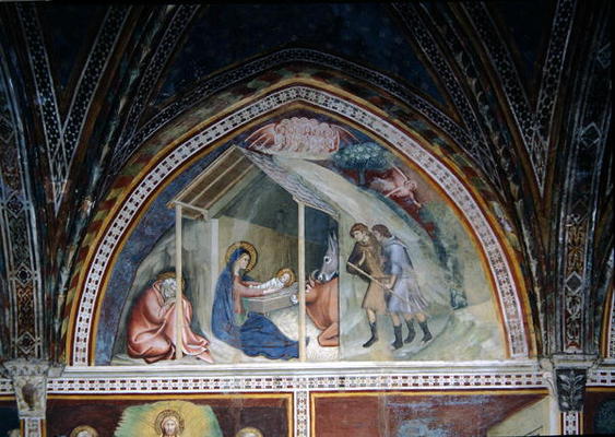 The Birth of Christ, from a series of Scenes of the New Testament (fresco) od Barna  da Siena