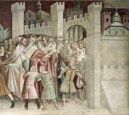 The Crowd at the Entrance to Jerusalem, from a series of Scenes of the New Testament (fresco) od Barna  da Siena