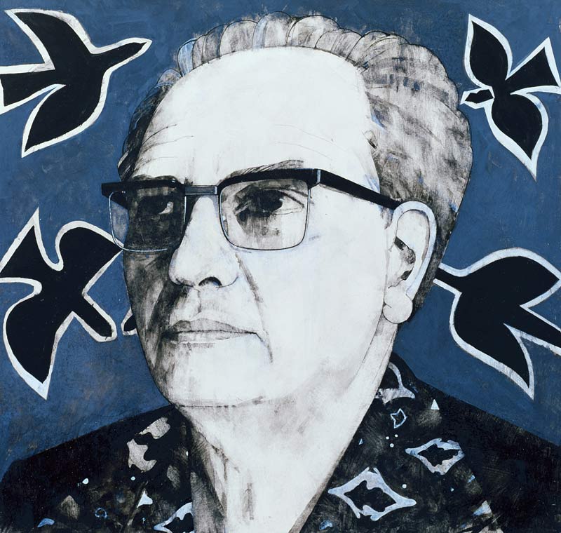 Portrait of Olivier Messiaen, illustration for The Sunday Times, 1970s od Barry  Fantoni