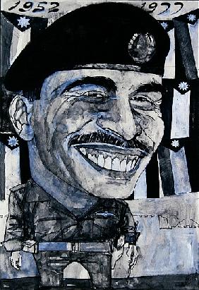 Portrait of King Hussein of Jordan, illustration for The Sunday Times, 1970s