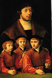 Portrait of a man with his three sons od Bartholomäus Bruyn d. Ä.