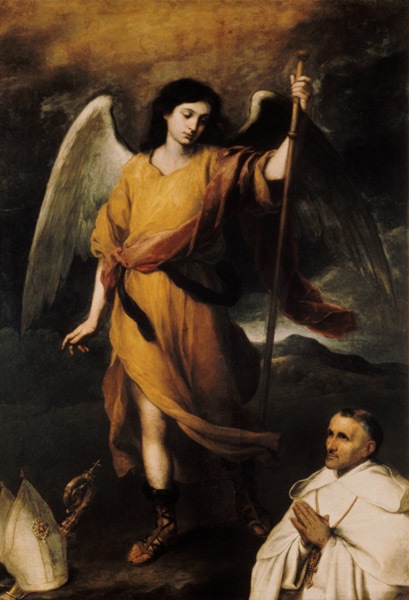 Archangel Raphael with Bishop Domonte od Bartolomé Esteban Perez Murillo