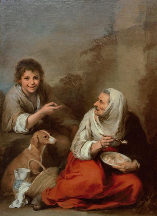 Boy teasing an old woman od Bartolomé Esteban Perez Murillo