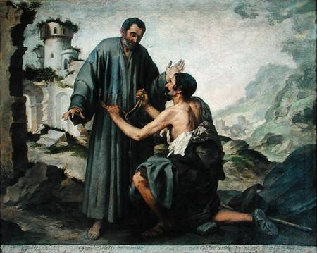 Fray Ginepero and the poor Man od Bartolomé Esteban Perez Murillo