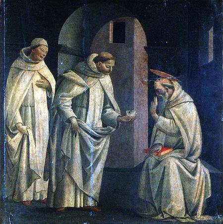Scenes from the Life of St. Benedict: St. Benedict blessing the cup of poison which shatters, predel od Bartolomeo  di Giovanni