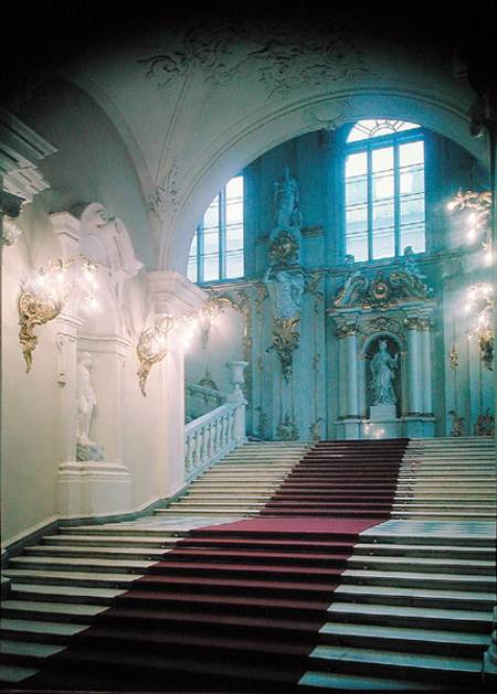 Main Staircase from the Jordan Gallery od Bartolomeo Franceso Rastrelli