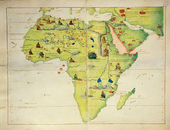 The Continent of Africa, from an Atlas of the World in 33 Maps, Venice, 1st September 1553(see also  od Battista Agnese