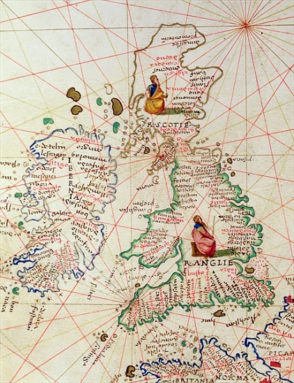 The Kingdoms of England and Scotland, from an Atlas of the World in 33 Maps, Venice, 1st September 1 od Battista Agnese